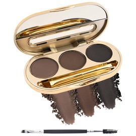 Eyebrow Powder Makeup Kit-3 Colors Eye Brow Tinting Powder Palette for Women Eyebrows Long-Lasting Waterproof, Dark Medium Light Black Brown Brow Filler, Enhance & Define Brows, Thanksgiving Makeup Gift-Set 03