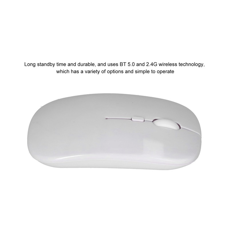 Wireless Mouse Rechargeable DualMode 2.4G Ergonomic Mute Optical Computer Accessories(White