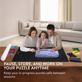 Navaris Puzzle Mat - Non-Slip Puzzle Mat for 1000-2000 Pieces - Includes 6 Coloured Sorting Trays - Puzzle Mat 1000 Pieces - Puzzle Storage Accessories