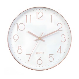 Oblivi Wall Clock, Radio Clock, Stylish, Scandinavian Continuous Second Hand, Silent, Wall Clock, Home, Bedroom, Room Decoration, Gift, Interior, Large Number, Easy to Read 11.8 inches (30 cm) (Rose