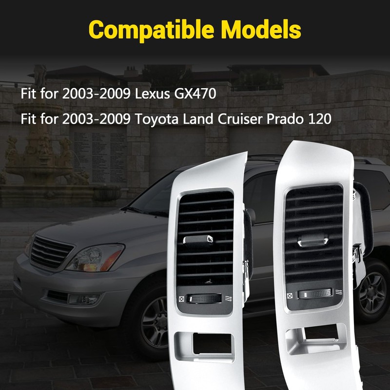 2pcs Center A/C Dash Air Vent Trim Panel With Grille,