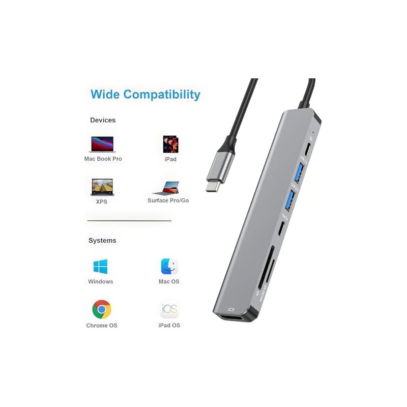 JESWO 7 en 1 HUB USB C para MacBook ProAirNeo,