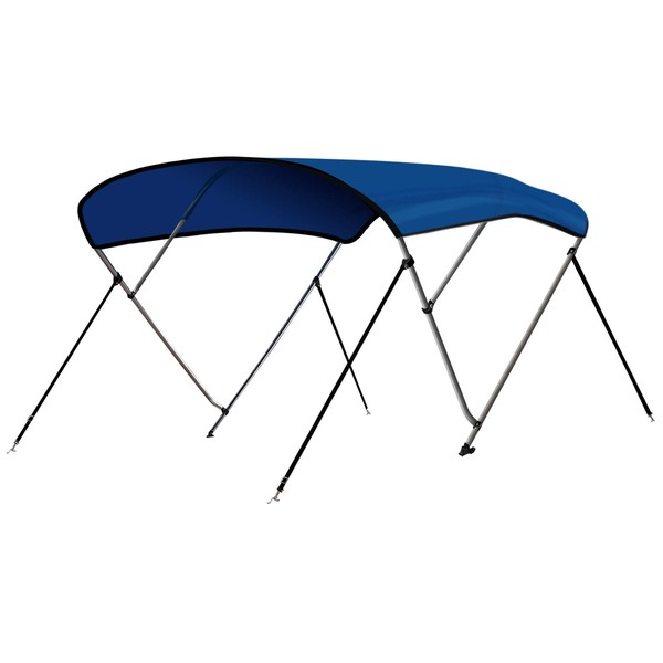 Leader Accessories Pacific Blue 3 Bow 6'L x 46" H x 61"-66" W Bimini Top Cover 4 Straps for Front and Rear Includes Mounting Hardwares with 1 Inch Aluminum Frame