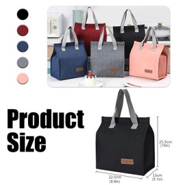 hzkais Cool Bag, Cooler Bag, Lunch Bags for Women Men, Insulated Picnic Lunch Bag, Lunch Bag Tote, Cool Bag Portable Lunch Box, Ladies Lunch Tote Bags for Work, Foldable Cool Box for Camping（Black）