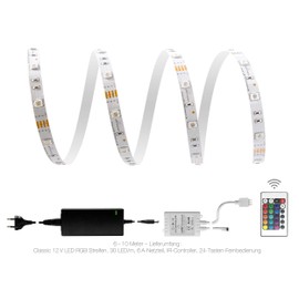 7 Meter LED RGB Strip Light kit 30 LEDs/m IP20) including Controller + 24 Keys Remote Control + 6 A Power Supply