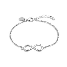 XENOX® Infinity bracelet, women's bracelet made of high-quality 925 sterling silver with infinity pendant, Silver