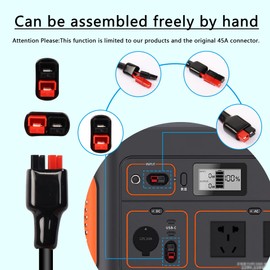 GINTOOYUN 45A Connector Y Splitter Power Cable Main Cable 12AWG Branch Cable 14AWG 45A Connector One in Two Out Power Cable for Batteries, Portable Charging Stations, Caravans etc(70.8 Inch)