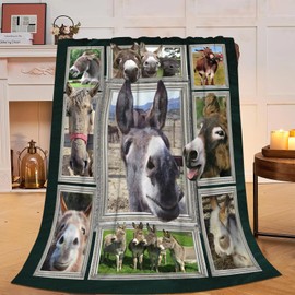 Farm Donkey Blanket Soft Cozy Donkey Flannel Fleece Throw Blanket Donkey Animal Decor Warm Lightweight Bedding Stuff Plush Blanket Gifts for Lover Kids Girls Boys Women Adults 40"x50"