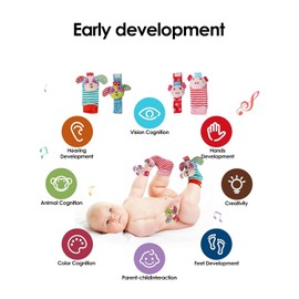 dearlomum Baby Play Mat Gym,Funny Play Piano Tummy Time Baby Activity Mat with 5 Infant Sensory Toys & 4 Wrist Rattle Socks, Boy & Girl Gifts for Newborn 0 to 3 6 9 12 Months(Pink)