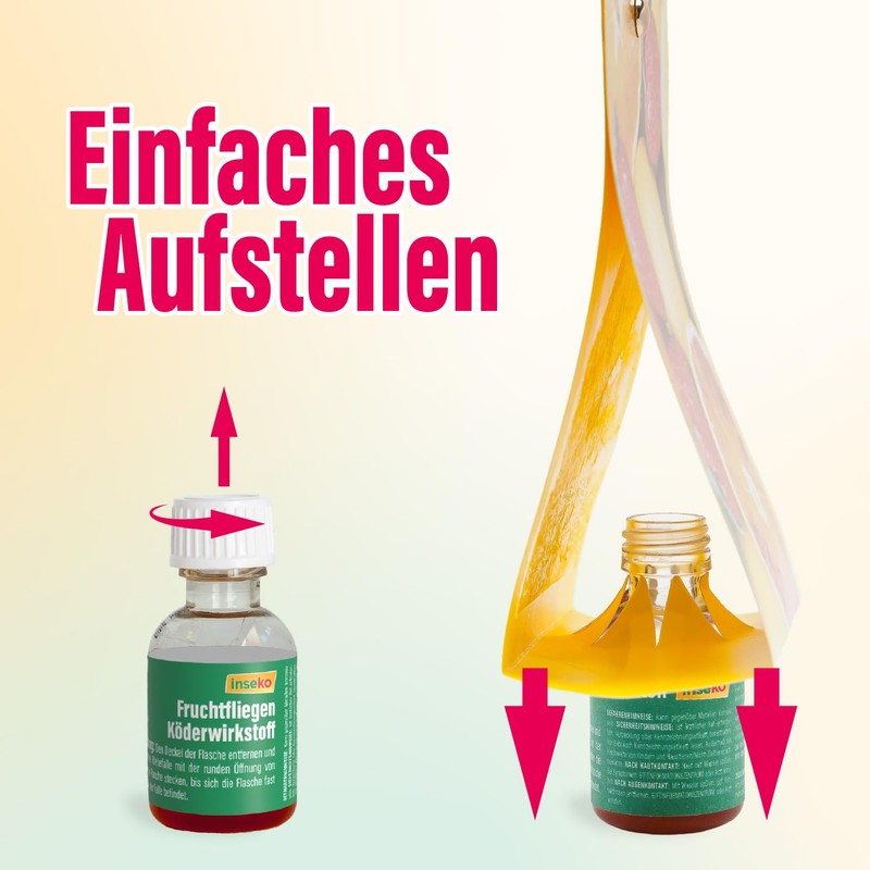 inseko Fruchtfliegen Falle I effektive Obstfliegenfalle I inkl. Fruchtfliegenköder und