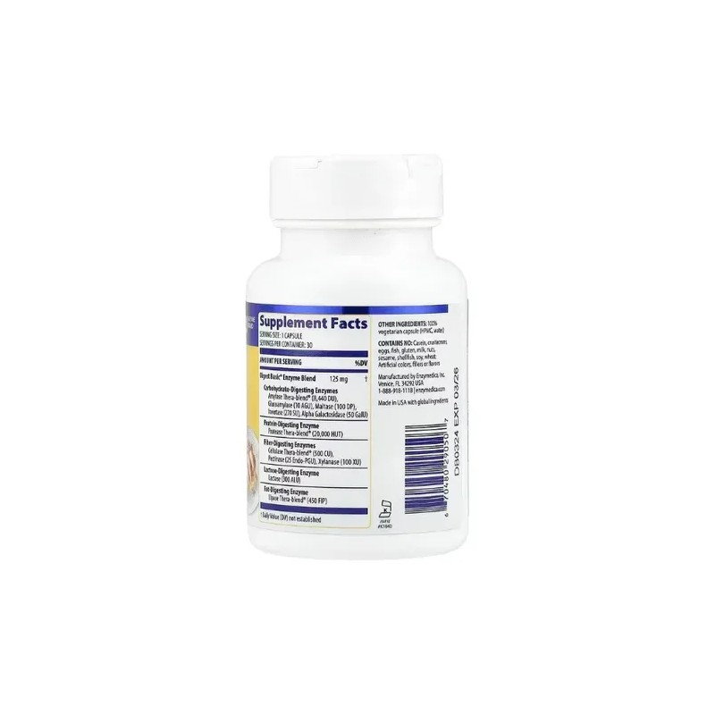 Enzymedica Digest Basic 30 Cápsulas Enzimas Digestivas Suplemento
