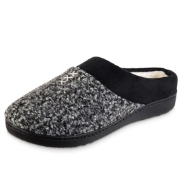isotoner Women's Memory Foam Knit Jessie Hoodback ECO Comfort Slip-On Slipper, Dark Charcoal Heather, 6.5-7