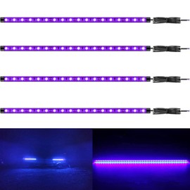 Vbakor 12V Marine Boat Ultra Violet UV Black Light LED Lights Strip, Night Fishing Lights, 5050 LED IP67 Waterproof UV Led Strip for Fishing Pontoon Kayak Yacht Sailboat (4 Pcs 20'')