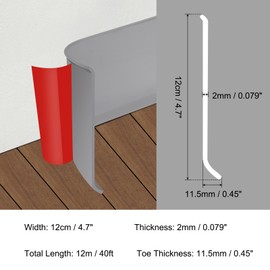 HARFINGTON 40ft x 5" Baseboard Trim Peel and Stick Wall Flexible Molding Trims, Self Adhesive PVC Cove Base Baseboards for Walls Corner, Gray