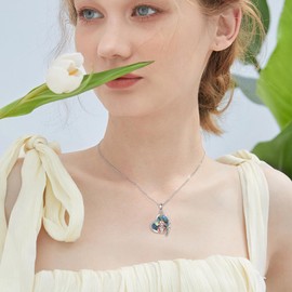 VONALA Monkey Necklace 925 Sterling Silver Heart Monkey Pendant Necklace Cute Animal Necklace Monkey Jewelry for Women