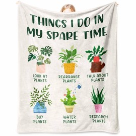 Glydein Plant Lover Gifts for Women Men, Gardening Gifts for Women Men, Flannel Soft Blanket Decor, Plant Lady Mom Gift Ideas, Gardener Gift for Birthday Mothers Day Christmas - 50x60 inches