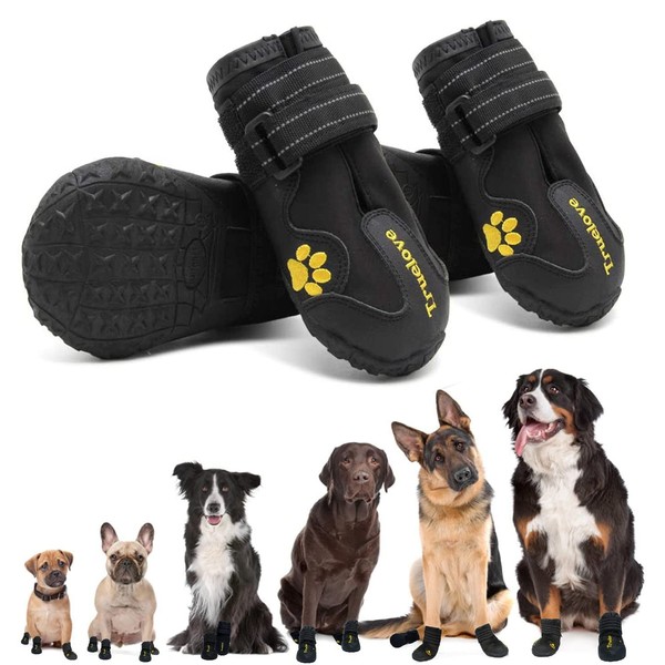 Expawlorer Anti-Slip Dog Shoes for Large Dogs,Dog Booties for Winter with Rugged Sole and Reflective Strap,Waterproof Dog Rain Boots,Dog Paw Protectors for Cold/Hot Pavement,Dog Snow Shoes for Outdoor