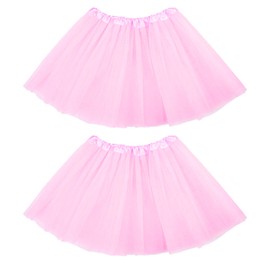 JSTHHTT Women's Tutu, Ballet Tutu, Women's Short Tulle Skirt, Retro Tutu Ballet, Classic Elastic 3-Layer Tulle Skirt, 50s Rockabilly Tutu, Teen Dance Dress Up Party Accessories (Pink), multicoloured