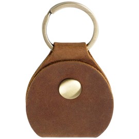 CALFOVERA Genuine Leather Guitar Pick Holder Keychain Brown Waterproof Scratchproof Ukulele Picks Plectrum Key Fob Cases Bag Protectors with Snap Button and Ring for Bass Guitar Players