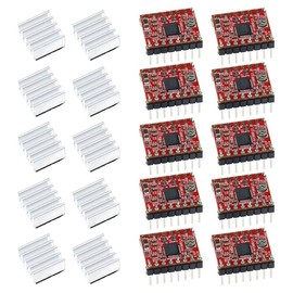 A4988 DRV8825 Stepper Motor Driver with Heat Sink (A4988 Red) Pack of 10
