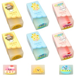 6 Pcs Cute Rubbers, Rubbers Erasers Pencil Eraser Pastel Rubbers Erasers Creative Eraser for Kids Pencil Rubber for School, Office, Home
