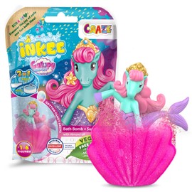 CRAZE INKEE GALUPY MERMAID | Meerjungfrau Badekugel mit Überraschung, Kinder Badebombe in Muschelform mit Meerjungfrau Figuren & Zuckerwatte Aroma