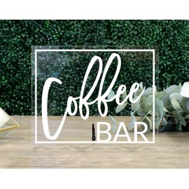 1801&Co. Wedding Event Acrylic Coffee Bar Table Sign 8"x10", Acrylic Wedding Sign bubby bar champagne bar bridal shower wedding decorations bar cart decor, Acrylic Sign with Stand