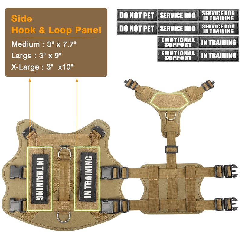 WINSEE Service Dog Vest Harness for Large Dog, Tactical Working