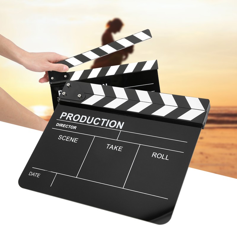 30x25CM Acrylic Clapperboard Director Professional Movie Film Action Clap Photography