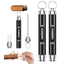 2-Pack Cigar Draw Enhancer Tool, Cigar Poker & Cigar Nubber 2-in-1, Practical Cigar Accessories with Key Ring for All Cigars (Black & Black)