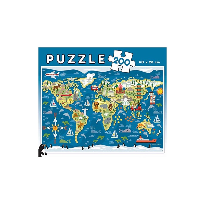 Educa 19292, World Map, 200 Piece Puzzle for Adults and