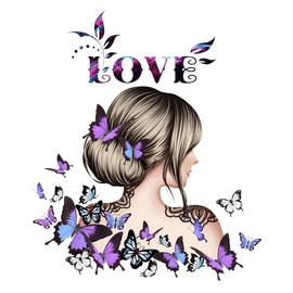 DIY wall sticker beautiful girl painting style flower butterfly stylish character mural decoration wallpaper wallpaper sticker removable stylish Scandinavian wall sticker decoration girl's room