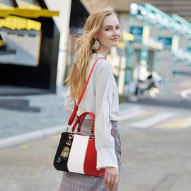 NICOLE & DORIS 2024 New Handbags for Women Fashion Ladies Handbags & Shoulder Bags Designer Top Handle Bag with Pompom Red