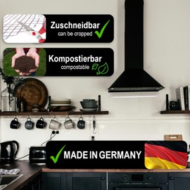 com-four® 2 x Cooker Hood Filters with High Filter Performance - 1 mm Flat Filter Universal Can Be Cut to Size with Saturation Indicator - 100% Compostable - 57 x 47 cm (with Indicator - Pack of 2)