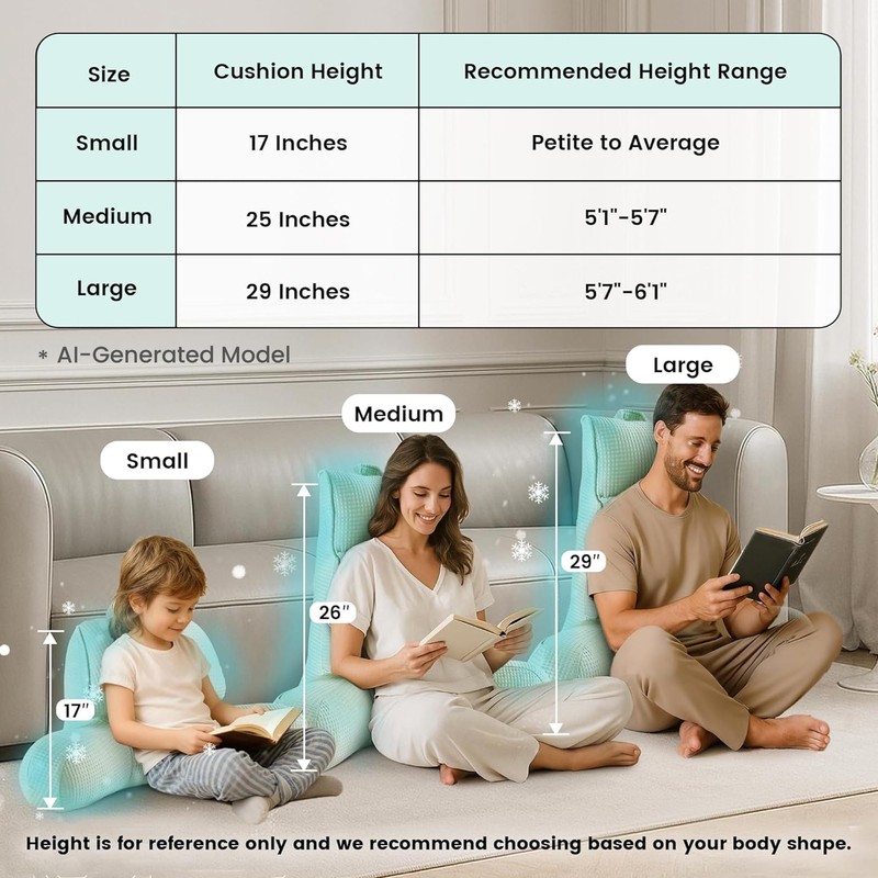 Amélie Home Cooling Reading Pillow with Arms for Adults, Breathable