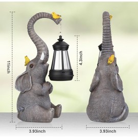 Mrsenloi Solar Elephant Outdoor Statues Lights, Women Gifts for Christmas, House Warming Gifts for New Home, Solar Christmas Decorations Elephant Figurines with Cute Birds for Outside Yard Patio