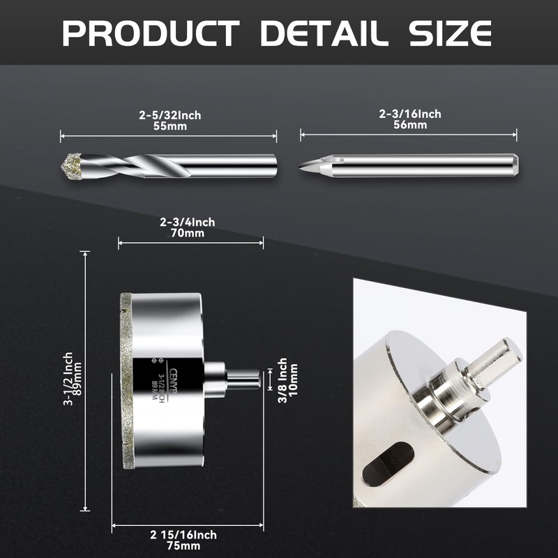 3-1/2inch | 89mm Diamond Hole Saw with Center Drill bit