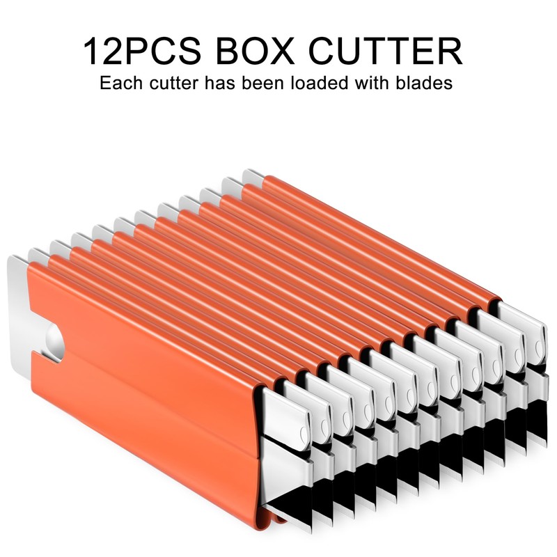 REXBETI 12 Pack Box Cutter, Retractable Cardboard Cutter, Razor Blade