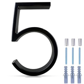 Slzhds 3D Números Residenciales Casa, Números para Casa Exterior Negro, Altura 5", Números Residenciales Letras, Material de Aleación de Zinc, Departamentos, Oficinas, Bodegas (5)