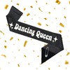 GLITZJOY Birthday Sash, Dancing Queen Sash Black Glitter Sash with