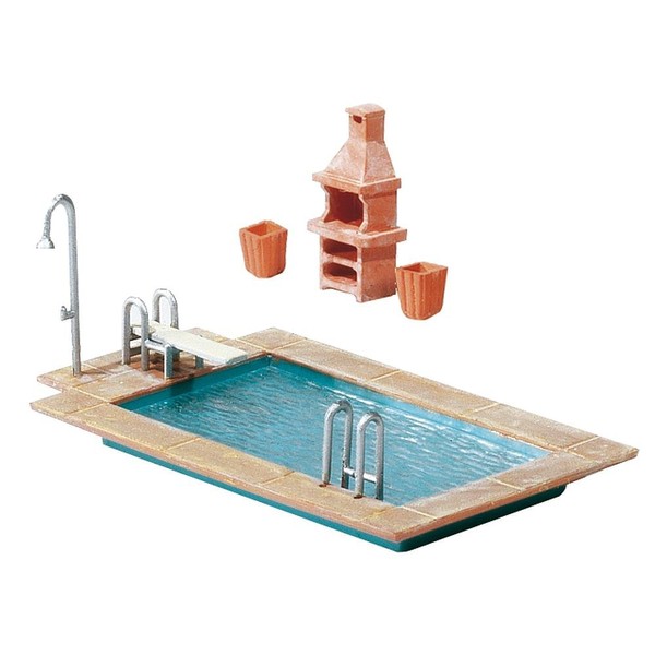 FALLER Swimming Pool and Garden Shed Model Kit with 57