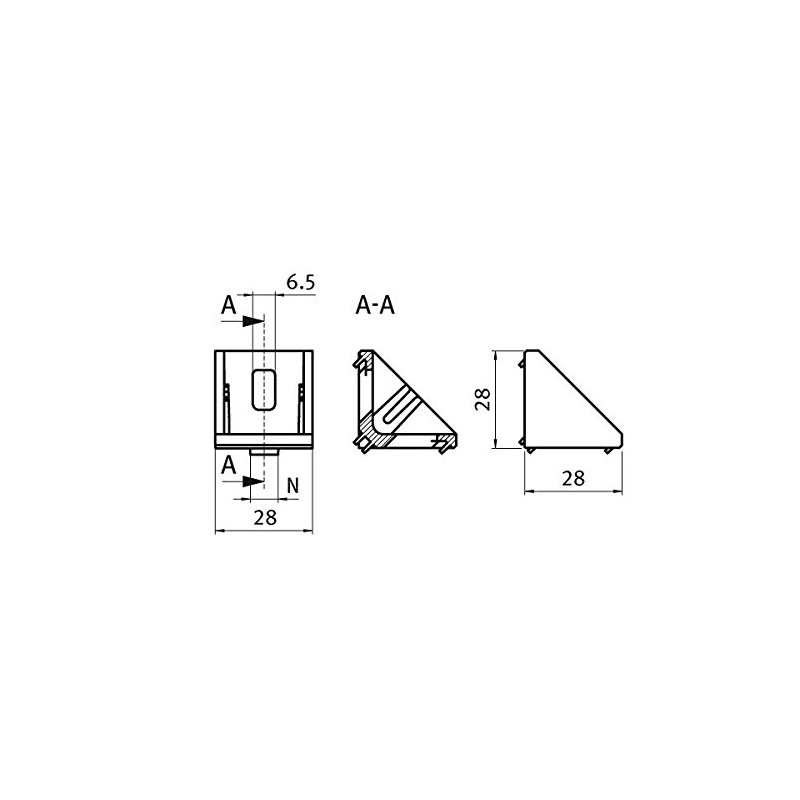 Set Angle and Cover Cap 30, 28 x 28 x