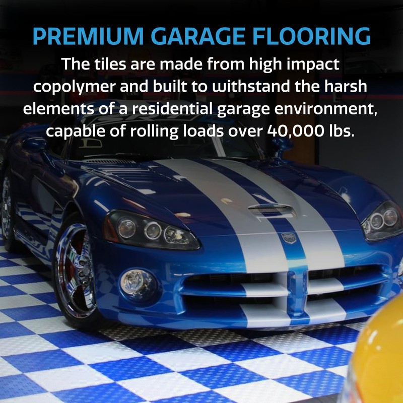 Big Floors GarageTrac Diamond, Interlocking Non-Slip Garage Flooring Tile, Durable,