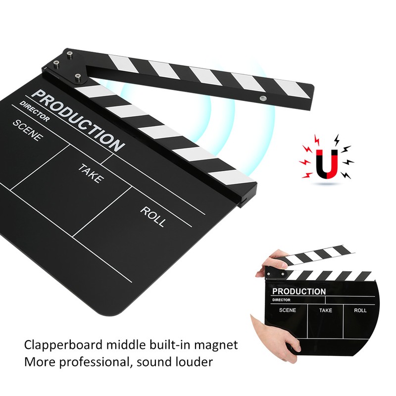30x25CM Acrylic Clapperboard Director Professional Movie Film Action Clap Photography