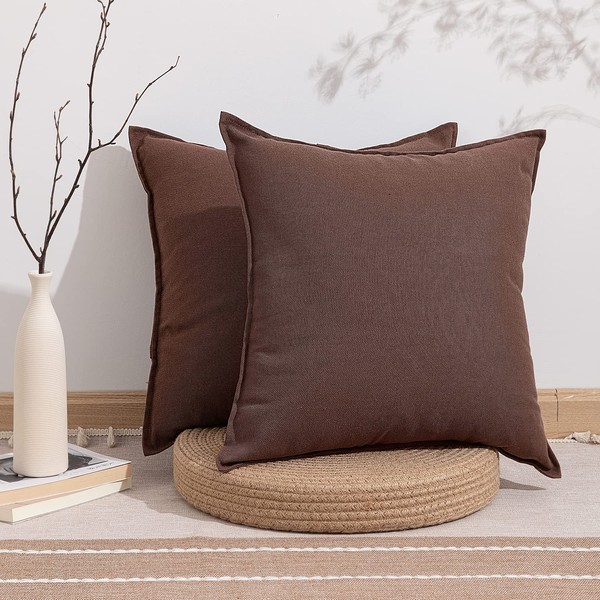 Kumori Cushion Cover 17.7 x 17.7 inches (45 x 45 cm), Set of 2, Linen-like, Nordic, Stylish, Solid, Simple, Cotton Linen, Good to the Touch, Sofa Back, Decorative Pillowcase, Cushion Cover, Japanese