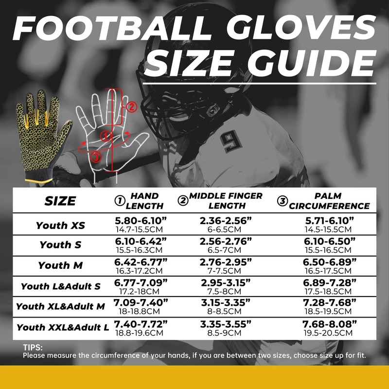 HANDLANDY Youth Football Gloves, Sticky Wide Receiver Gloves for Kids