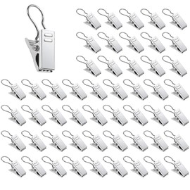 Silber Edelstahl Gardinen Klammern Clips Haken Multifunktions Vorhang Clips für Seilspanngarnituren, Vorhänge,Duschvorhang (50)