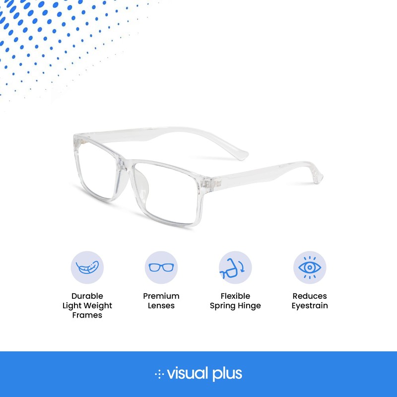 Visual Plus Blue Light Blocking Rectangular Reading Glasses for Men