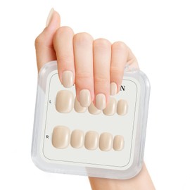 AFGHOUZ Artificial Press on Nails, Full Cover Glue on Nails for Women, 10 Pcs Reusable Short Round and Square, Suitable for Many Occasions