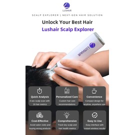 lushair Wireless Hair Analyzer, Hair Follicle Tester, Scalp Microscope, 16-Function Detection, AI Intelligent Analysis Provides Care Plan